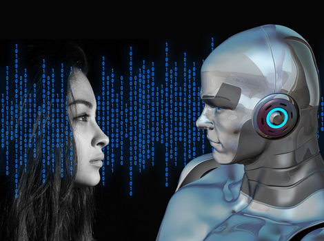 Representación conceptual del diálogo entre la cognición humana y la inteligencia artificial